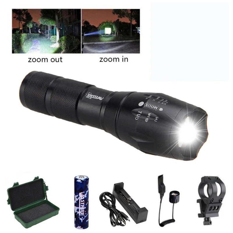 Алюминиевый охотничий фонарь T6 светодиодный тактический фонарик + дистанционный