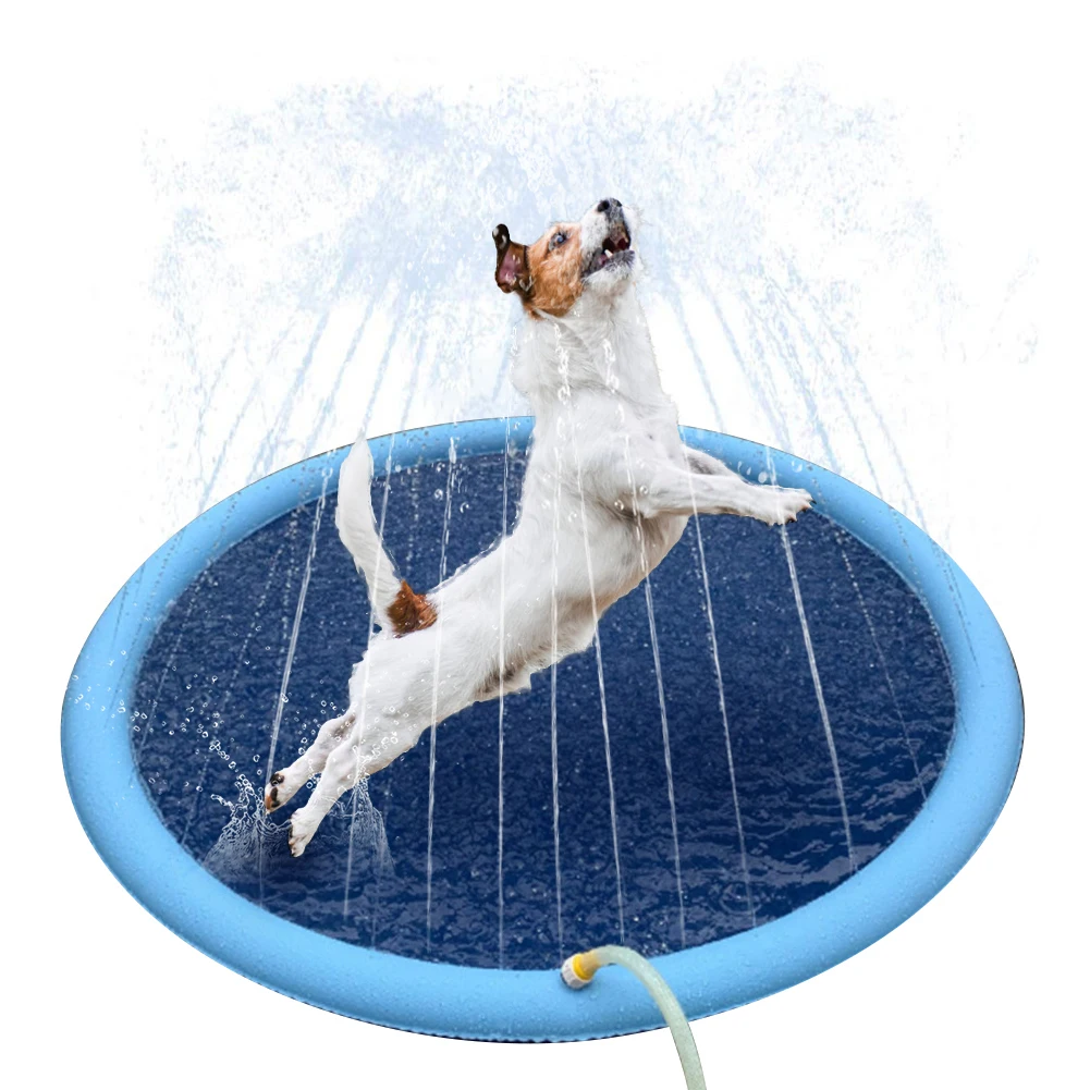 

150cm Pet Sprinkler Splash Pad Play Mat Sprinkler Pool Inflatable Water Toys For Dog Babies Kids Toddlers
