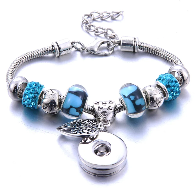 

Trendy Tree Of Life Snap Bracelet Metal Heart Snap Button Bracelet Bangles fit 18MM Snap Jewelry flower beads making Jewelry