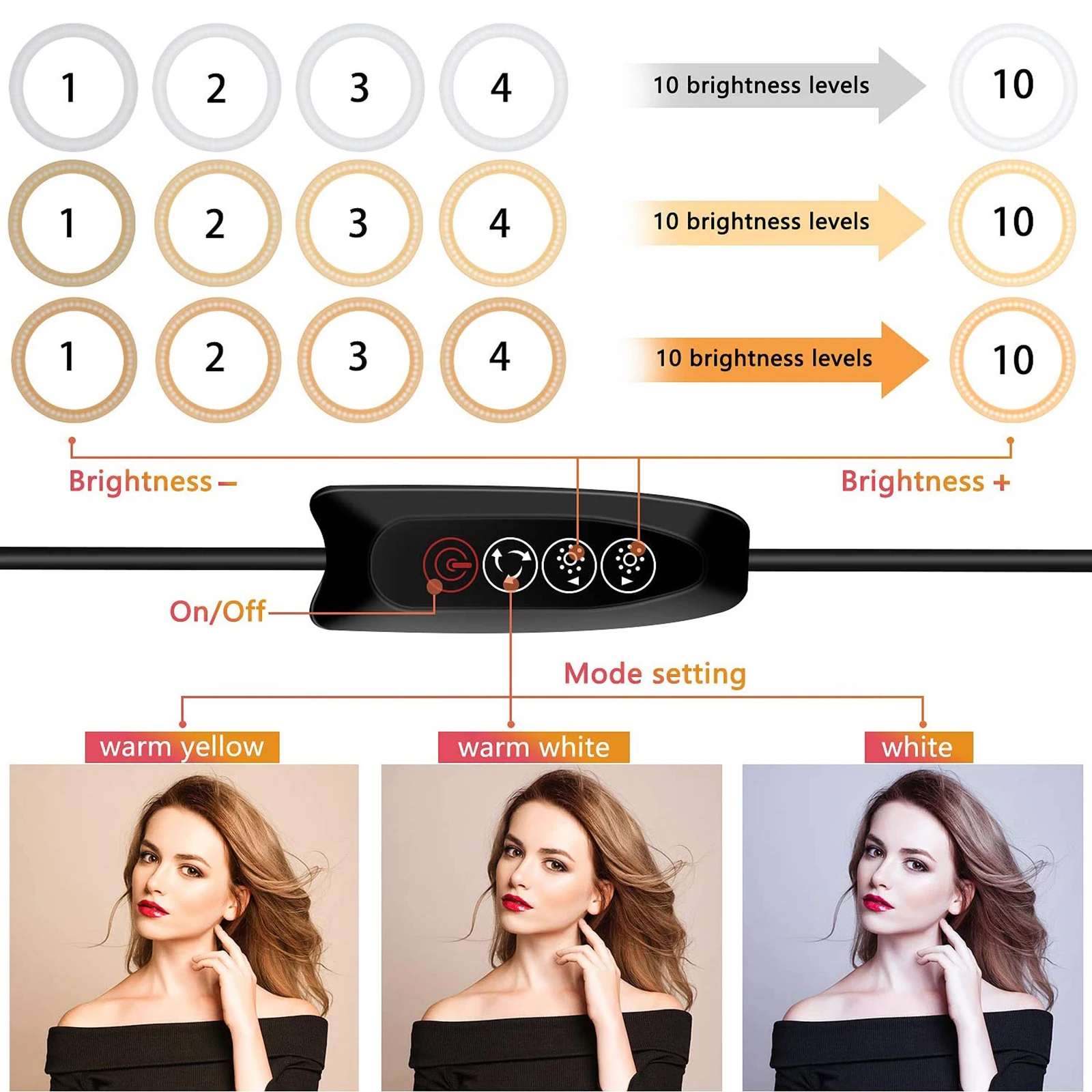 С регулируемой яркостью 26 см 10 &quotкольцевой Светильник Настольный 3 цвета