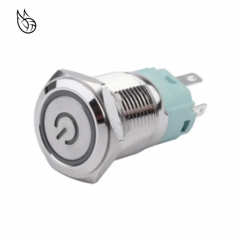 19 мм металлический знак питания латунный кнопочный переключатель Плоская