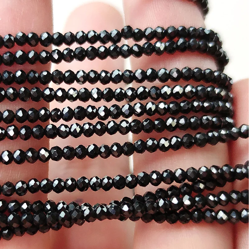 Бусины россыпью черный шпинель круглый граненый 2 мм оптовая продажа для
