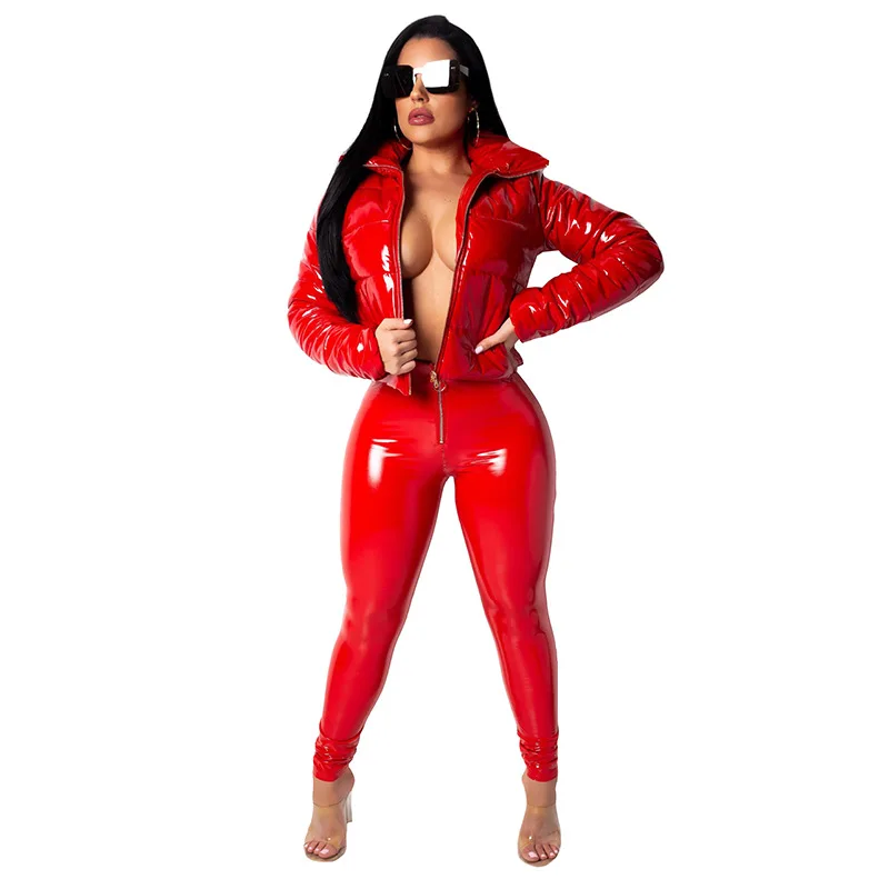 

Prettyshe Four Seasons Fashion Casual Sexy PU Shiny Leather Pants Women Streetwear Punk Pencil Pants Bottoms Plus Size Vintage