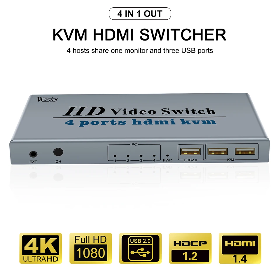 HDMI-переключатель KVM 4K USB-переключатель 4 в 1 с 3 USB-портами для мыши клавиатуры