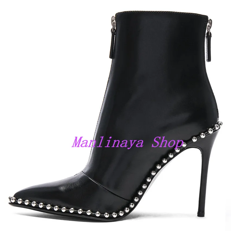 Женские ботильоны с острым носком черные белые красные|Женские полусапожки| |