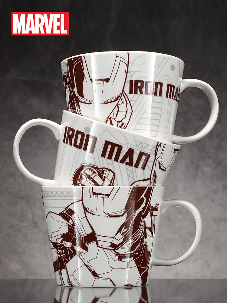 

Original Disney Large Capacity Mug with Lid Spoon Cartoon Coffee Cup Ceramic Mug Marvel Iron Man Mug