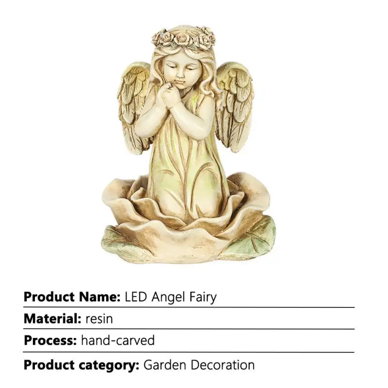 

LED Angel Fairy Model Resin Craft Landscape Home Decor Miniature Fairy Garden Decoration Accessories