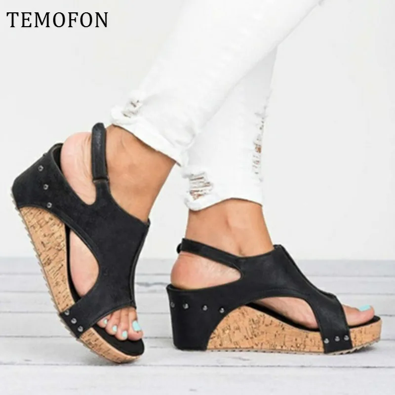 TREMOFON/Новые Босоножки на платформе Женская обувь высоком каблуке танкетке с