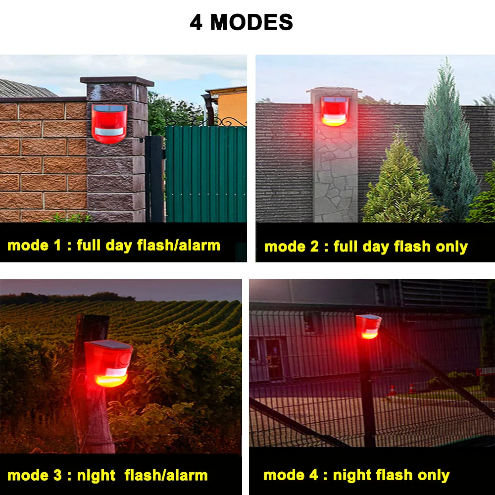 6LED Solar Alarm Light Outdoor PIR Motion Sensor Wall Lamp 4 Modes Waterproof IP65 For Path Farm Garden Warning Emergency | Освещение