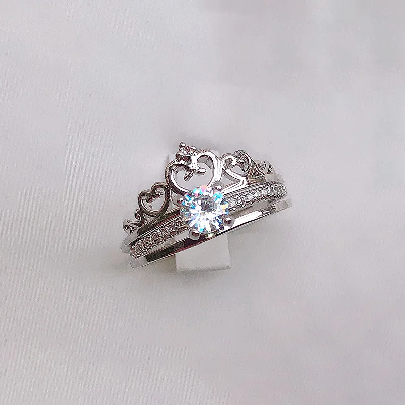 2018 new love crown set ring AAAAA zircon Cz silver engagement wedding female models men's two-piece fashion jewelry | Украшения и