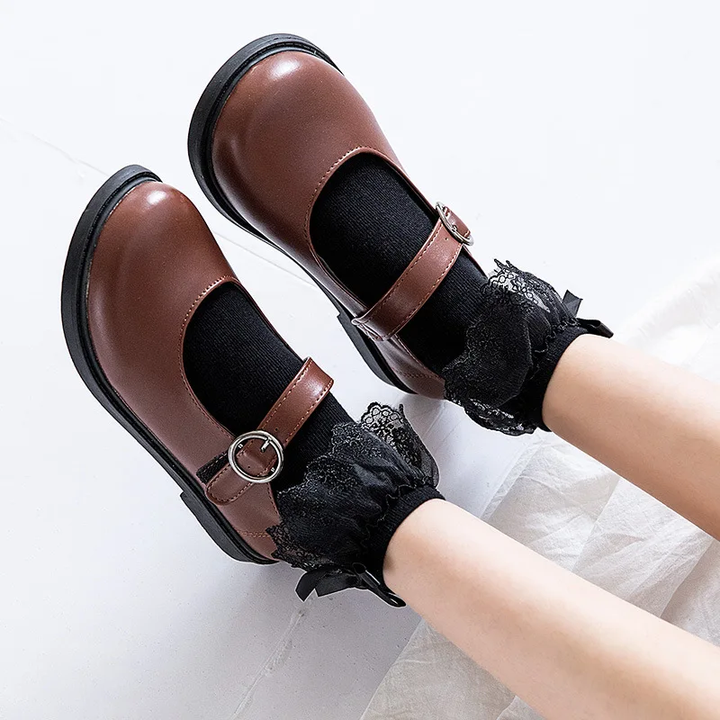 Lolita Cute Lace Socks Women Ruffles Female Kawaii Breathable Cotton Ankle Princess Solid Lady Harajuku Vintage Soft Short Socks