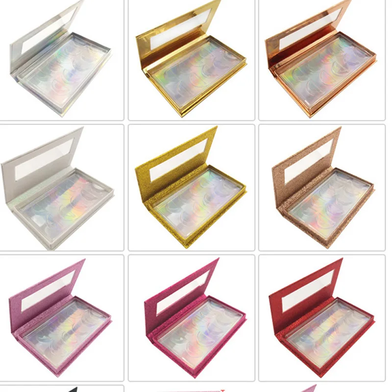 NEW 10/20pcs wholesale false eyelashes packaging box 3d fake mink lashes boxes faux cils strip 5pair magnetic case empty