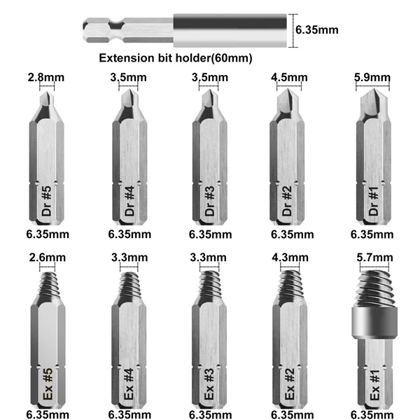 

23 Pcs Damaged Screw Extractor Set for Broken Screw or Bolt, Broken Bolt Extractor Screw Remover Set with Extension Bit Holder,