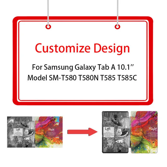 Custom Design MTT чехол для samsung Galaxy Tab A A6, 10,1 дюймов, Мраморная текстура, из искусственной кожи, трехслойный флип, умный чехол, чехол для планшета, чехол SM-T580, T585 - Цвет: Custom Design