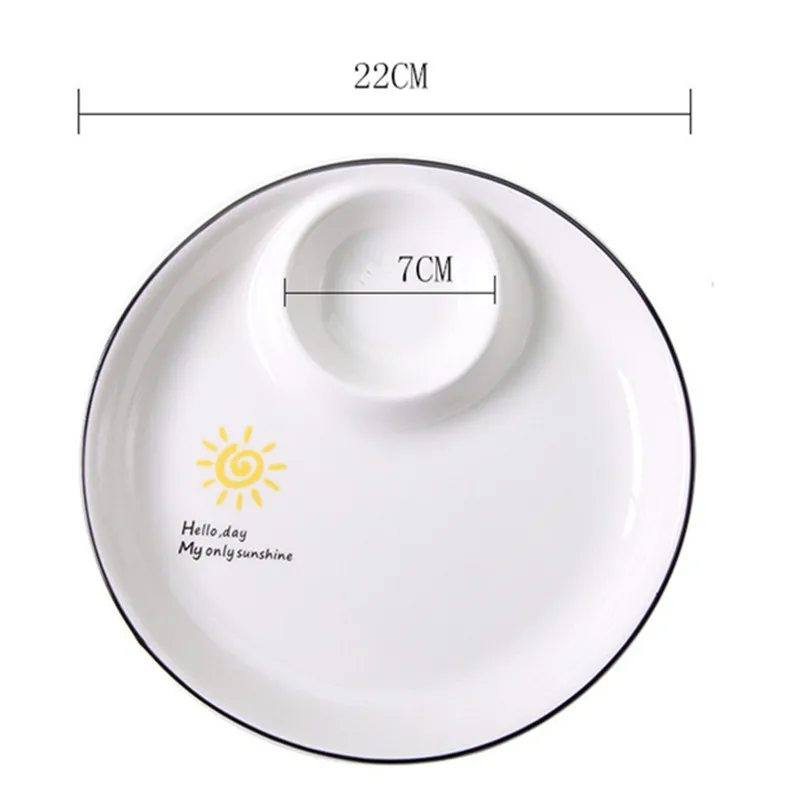 22 см мультяшная круглая керамическая тарелка скандинавский черный край для