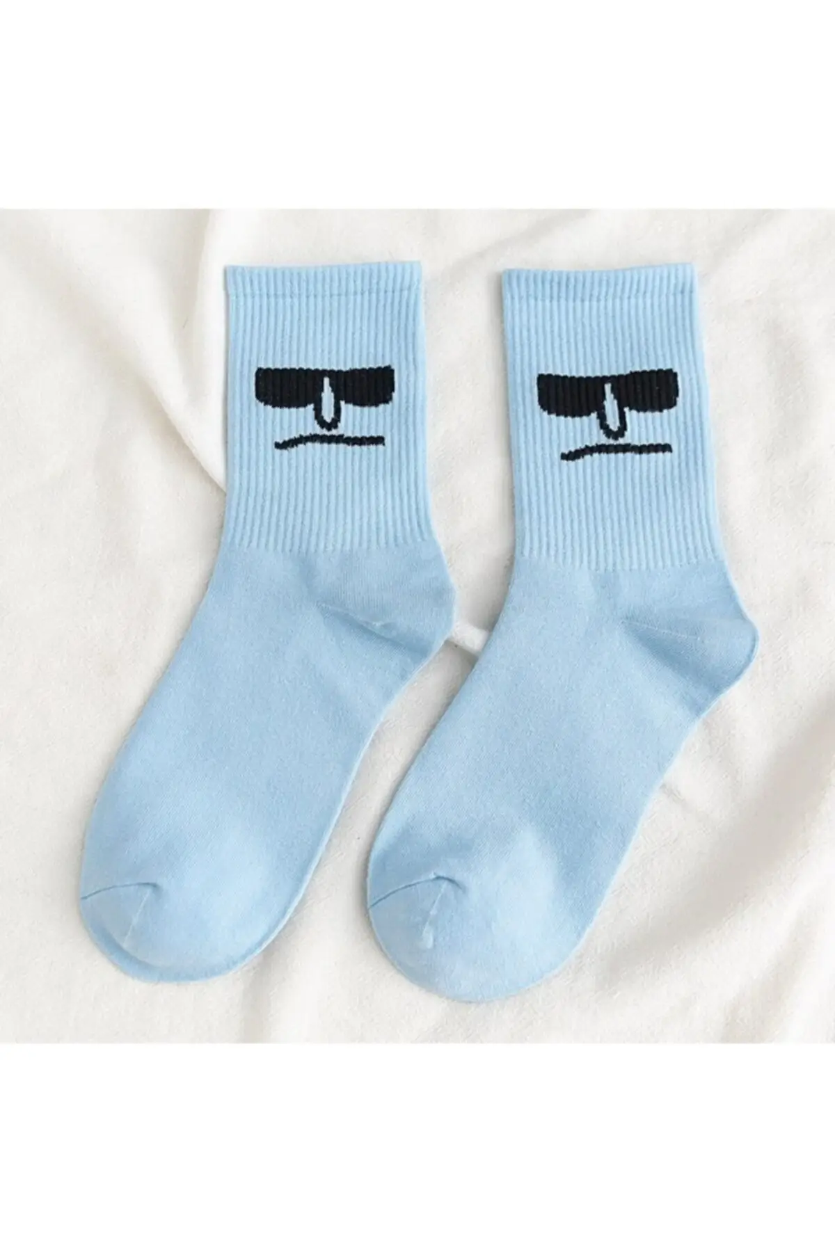 Unisex Colorful Face Patterned Tennis Socks 10'lu 71 of cotton-24-polyamide elastane 5 of Quality Elegant your design is 2021 Trend Style Fashion Colorful New Model Face Patterned Socks Useful And Quality 10 Pieces