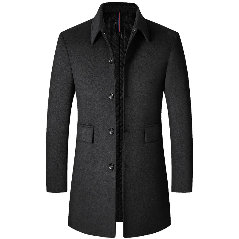 

Mens Wools Jackets Men's Winter Fashion Woolen Coat Men Casual Slim Thicken Woolen Jacket Long Trenchs Coat Outerwear Male 4XL