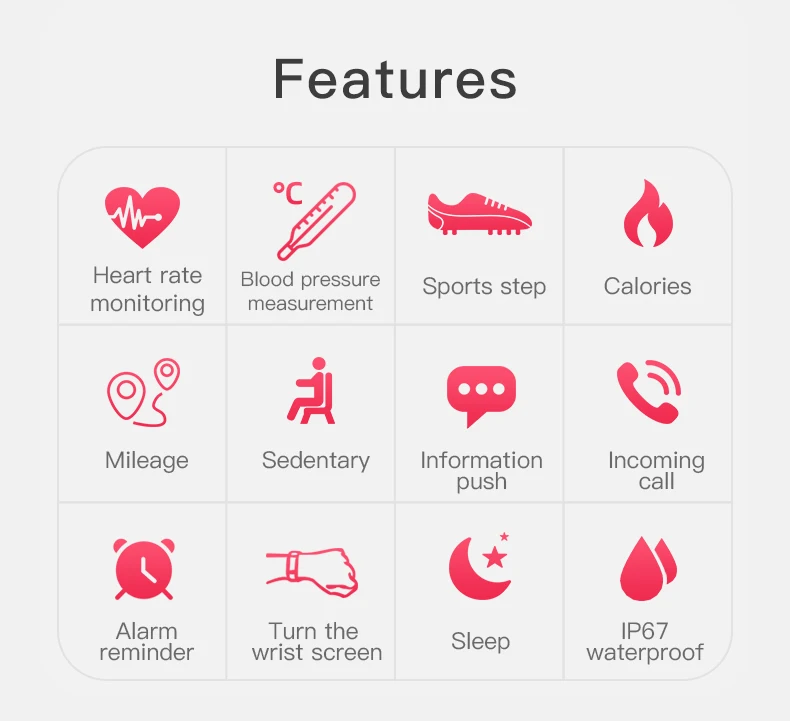 

New Smart Band Bracelet 24H Body Temperature Measurement Thermometer Sleep Heart Rate Monitor IP67 Waterproof for Android IOS