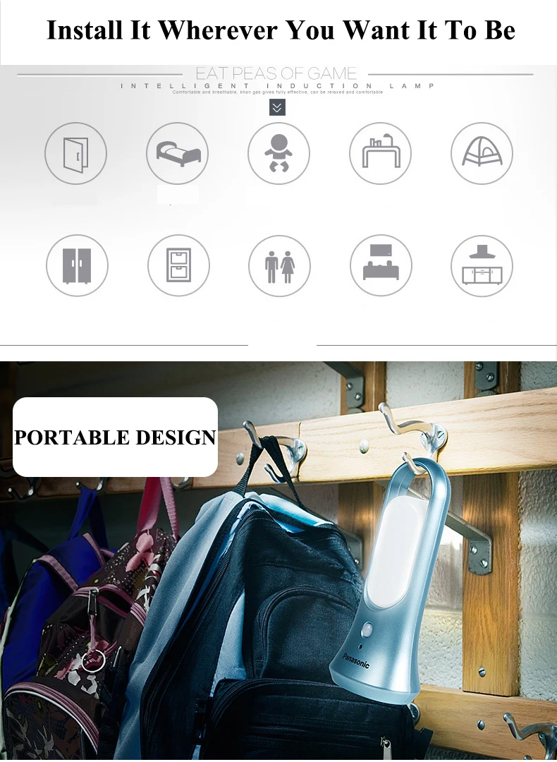 Panasonic светодиодный мини портативный ночник фонарик тело датчик движения свет авто вкл/выкл лампа