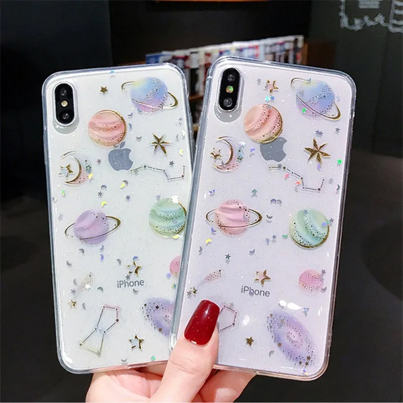 Модный Блестящий прозрачный силиконовый чехол для iPhone 7 8 Plus 6 6s X XR XS MAX 11 Pro