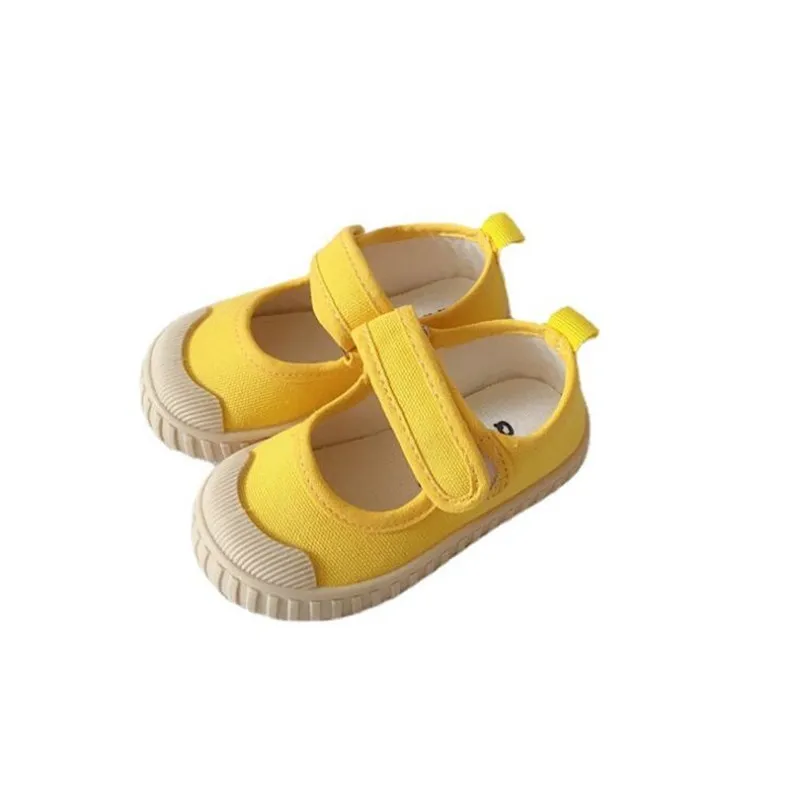 

Boys Girls Light Comfortable White Shoes Baby Cute Yellow Soft Canvas Shoes 2021 Autumn Rubber Sole