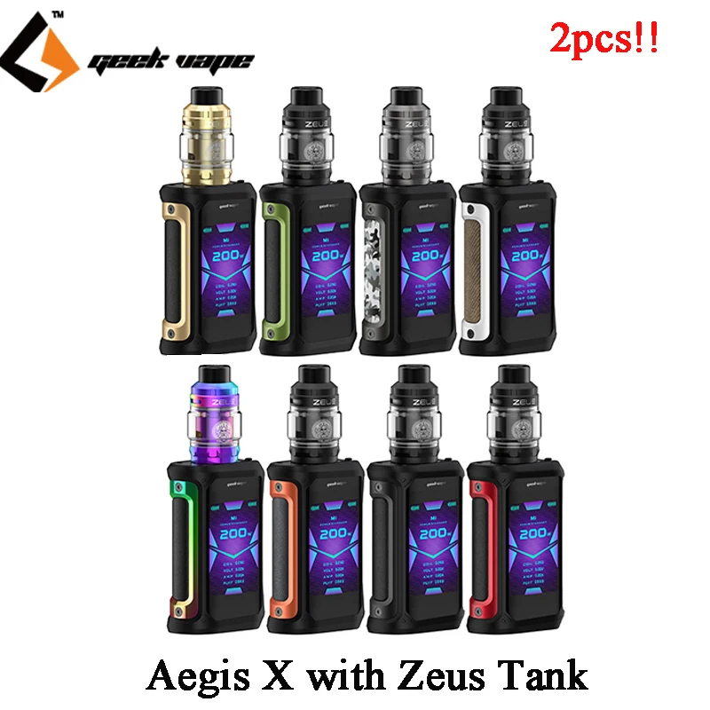 2 шт.! Оригинальный набор GeekVape Aegis X Zeus 200 Вт Mod & 5 мл Sub Ohm Tank fit 0.2ohm mesh Z2 KA1 катушка