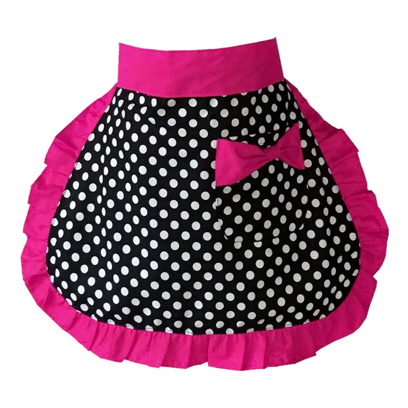 

Lovely Sweetheart Cotton Waist Apron Cooking Bistro Dot Half Aprons for Woman Girl
