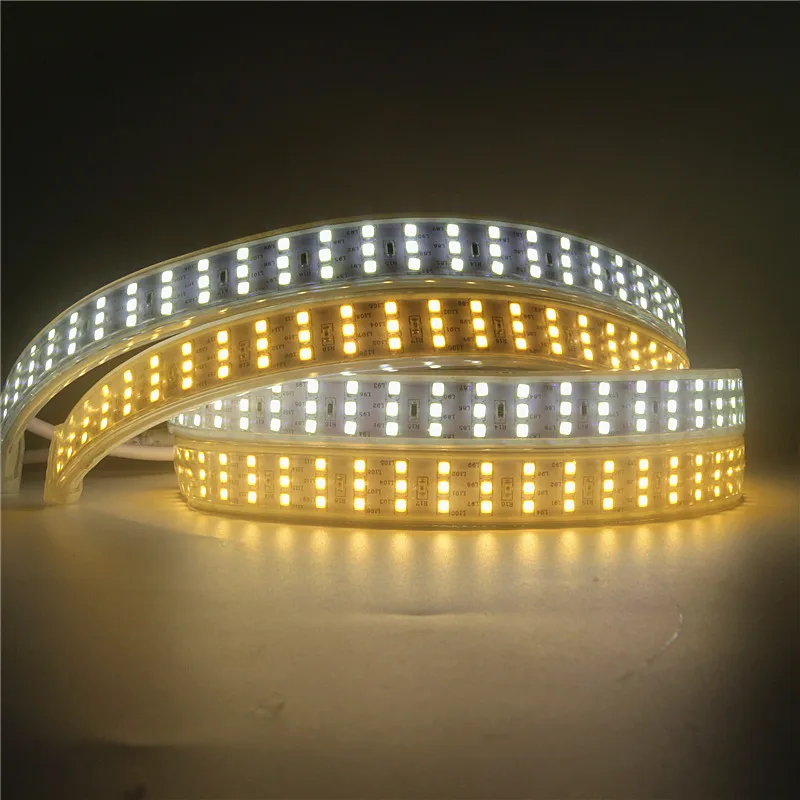 

276Leds/m 180leds/m SMD 2835 220V LED Strip Lamp Waterproof Three Row LED Tape Rope Flexible LED light Outdoor Decoration Lights