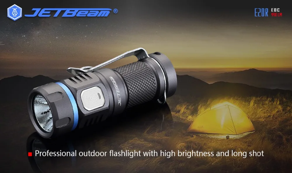 JETBeam E20R светодиодный фонарь SST40 N4 BC 990 люмен Micro USB Перезаряжаемый Фонарик для занятий спортом на открытом воздухе