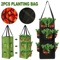 2pcs 10 gallon strawberry planting bag creative multi mouth container wall mounted planting flower grow bag home garden supplies