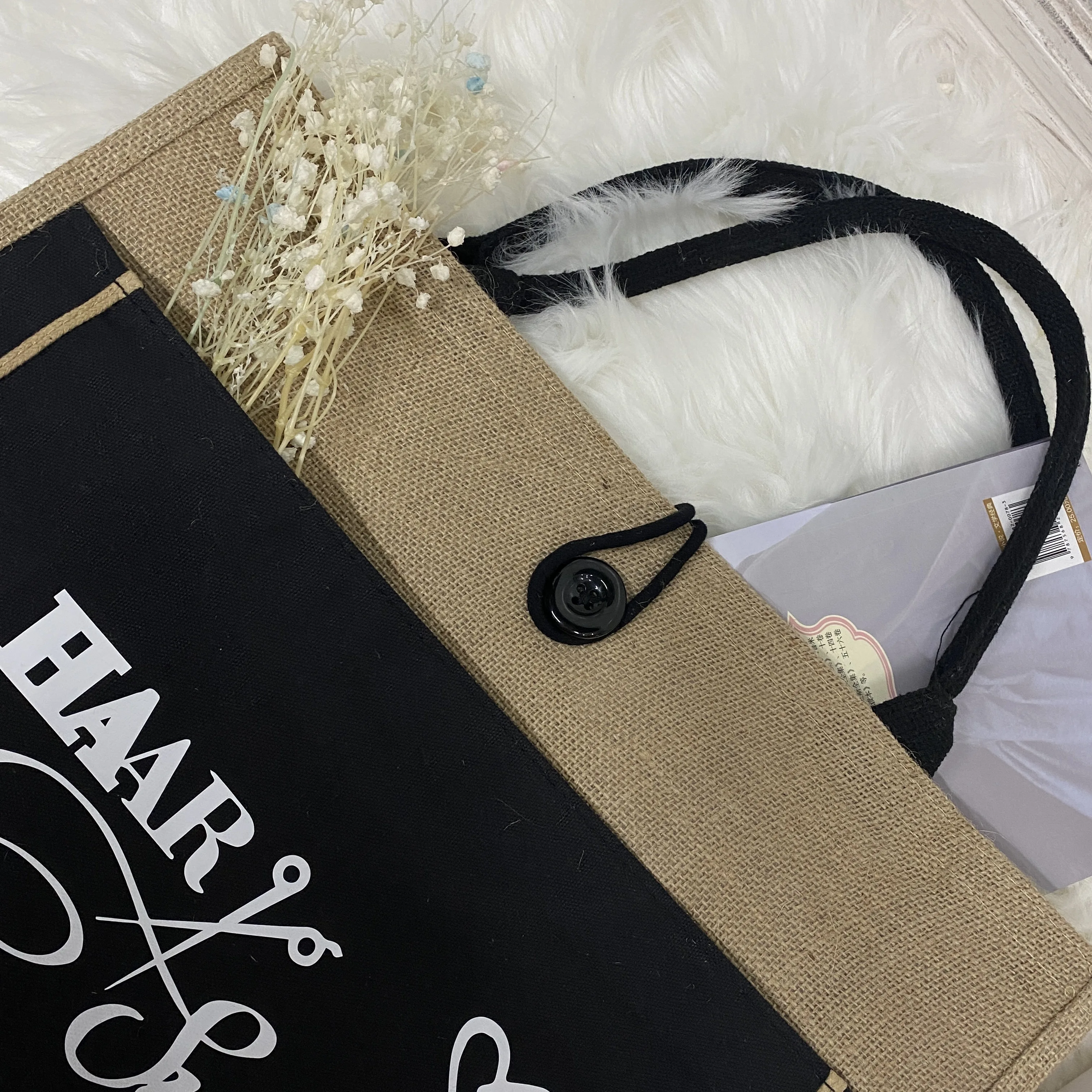 Bolso de yute personalizado, bolsa de arpillera de compras port&aacute;til informal de alta calidad, regalos de boda para invitados, dama de honor, regalo de Navidad-1