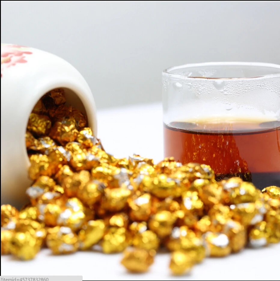 Chinese 30g ripe tea Gold Tin Foil Packing Resin with caddy | Дом и сад