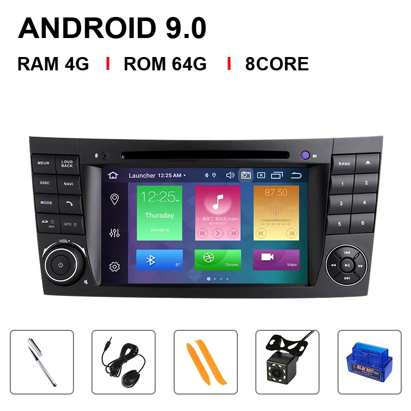 8 Core 64ROM OBD Cam DSP 2 din Android 9 автомобильный DVD мультимедиа для Mercedes Benz e-класс W211 E200 E220 E300E350 E240E280 CLS класс W219 gps Радио Аудио - Цвет: 8 Core 64ROM OBD Cam
