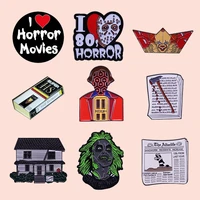 zf1312 horror movie series metal enamel pins and brooches for women men lapel pin backpack bags hat badge gifts