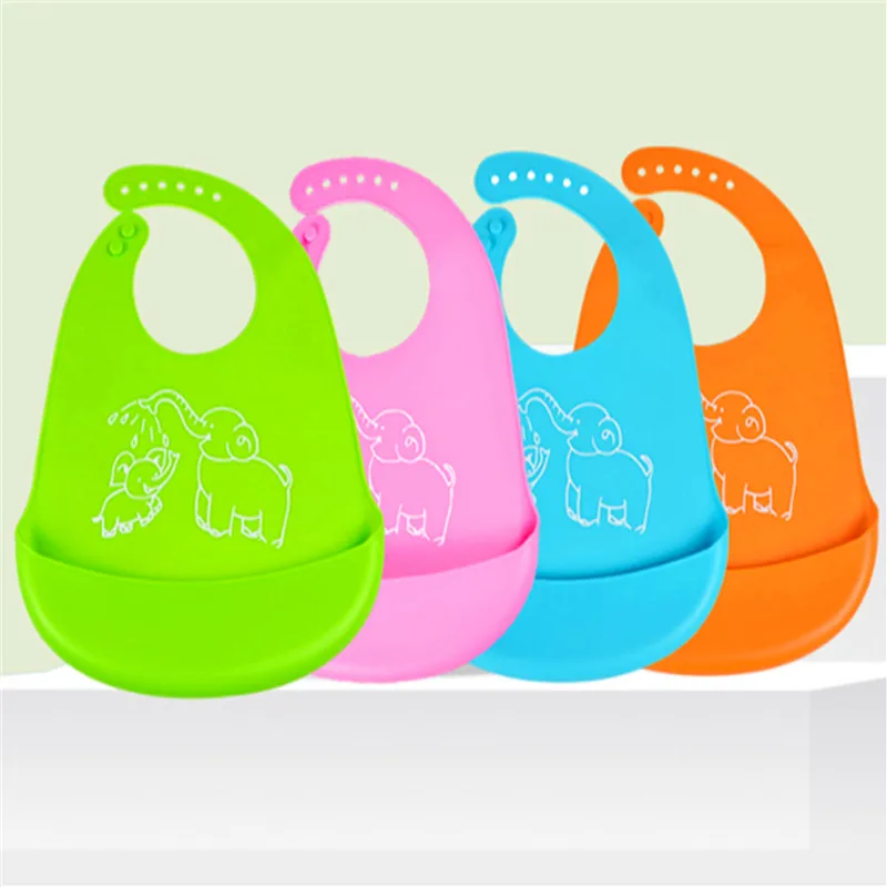 Cartoon Feeding Bib Baby Silicone Rice Bag Children Adjustable Waterproof Bib Silicone Feeding Boy Girl Bibs Apron
