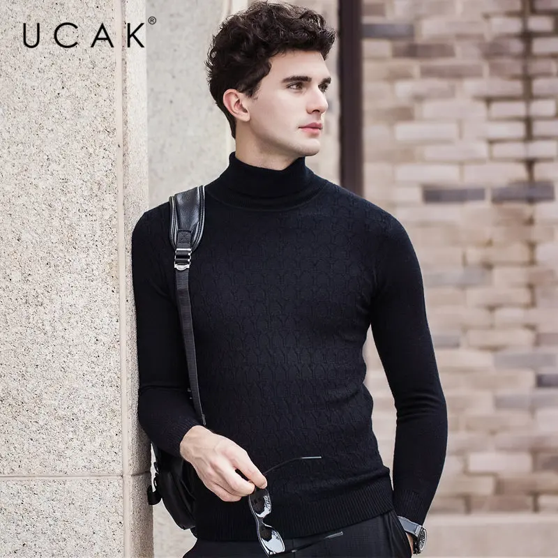 UCAK бренд 100% мериносовой шерстяной мужской свитер 2019 Осень Зима Новое поступление