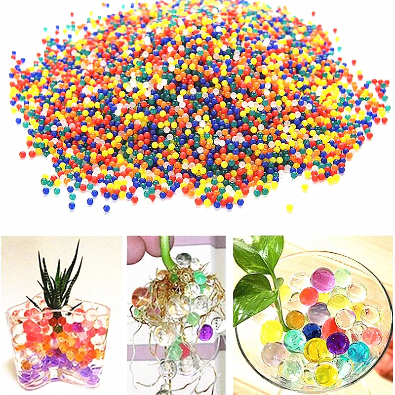 

1000pcs/bag Hydrogel Pearl Shaped Green Crystal Soil Water Beads Mud Grow Ball Wedding Growing Bulbs