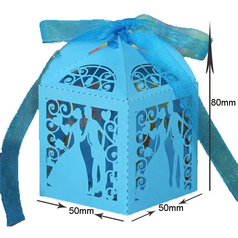 50 шт./компл. Подарочная коробка с лазерной резкой пустотелые сувениры лентой