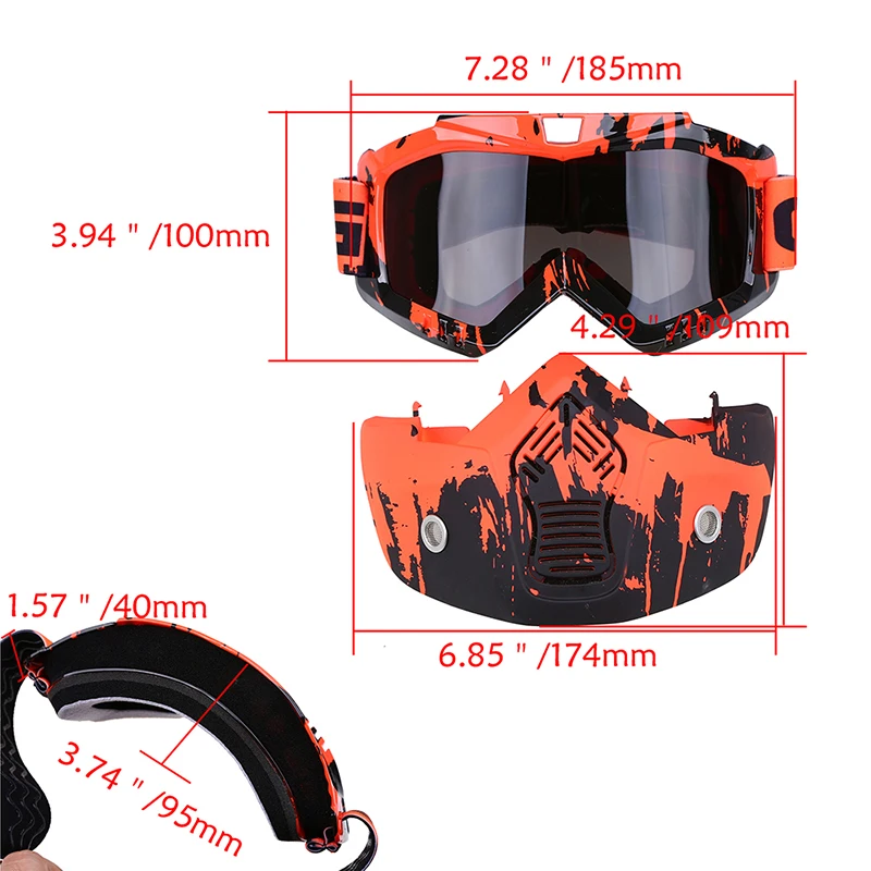 Posbay мотоциклетные очки маска для лица Пылезащитная съемные защитные мотоциклов