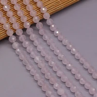 natural faceted round crystal rose quartzs stone beads for women gifts diy jewelry making bracelet necklace accessories size 8mm
