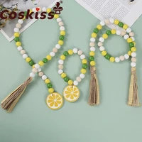 coskiss new hanging beads wooden lemon twine tassel creative color wooden bead string childrens home decoration pendant toy