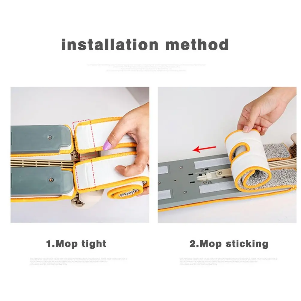 

360-Degree Rotating Double Sided Flat Mop Hands Free Squeezing Floor Cleaning Tool Reusable Washable Pads Cleaning Accessories