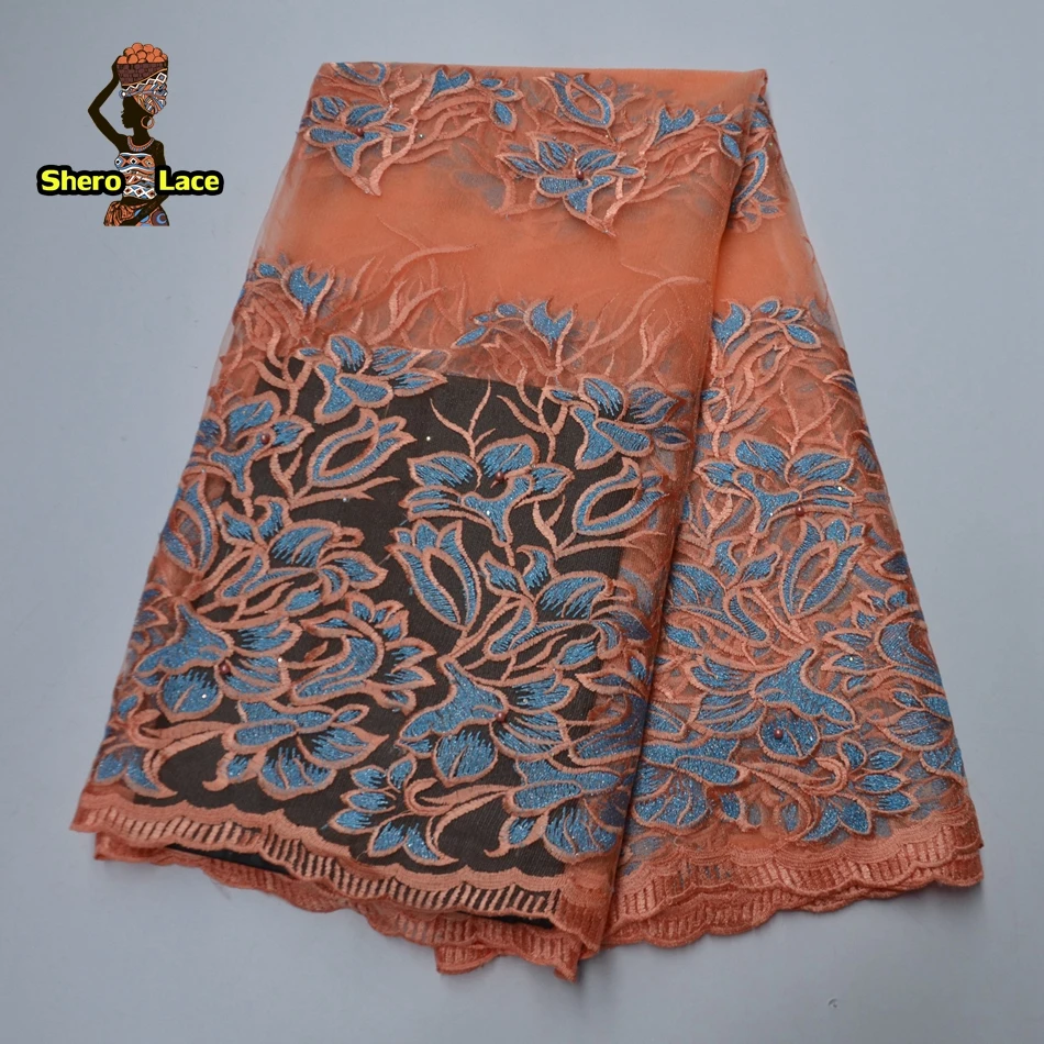 Африканская кружевная ткань 2020 высокое качество персиковый цвет Нигерия