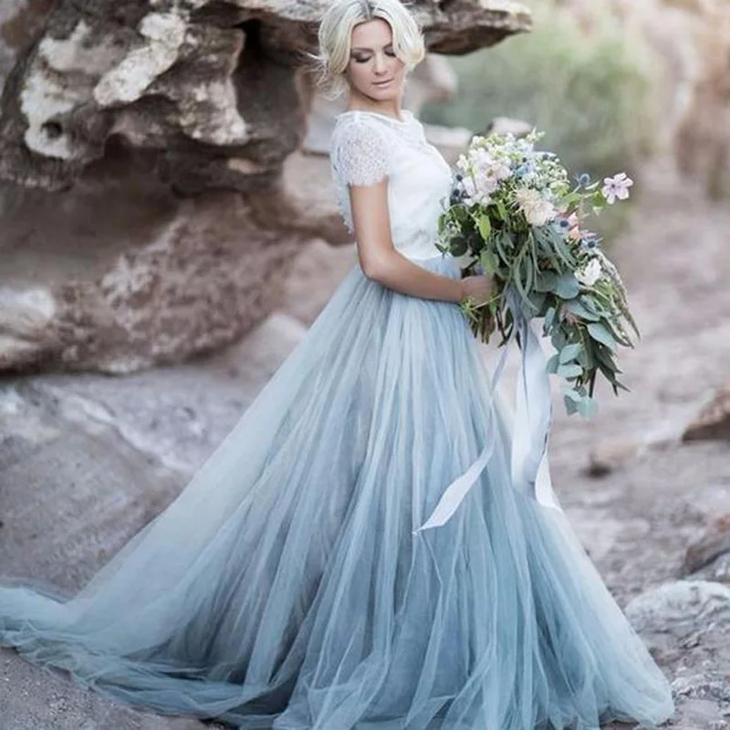 

Tutu Tulle Long Skirt Extra Puffy Ball Gown Formal Bridal Wedding Vintage Multilayers Winter Sky Blue Women Girl Underpart Dress