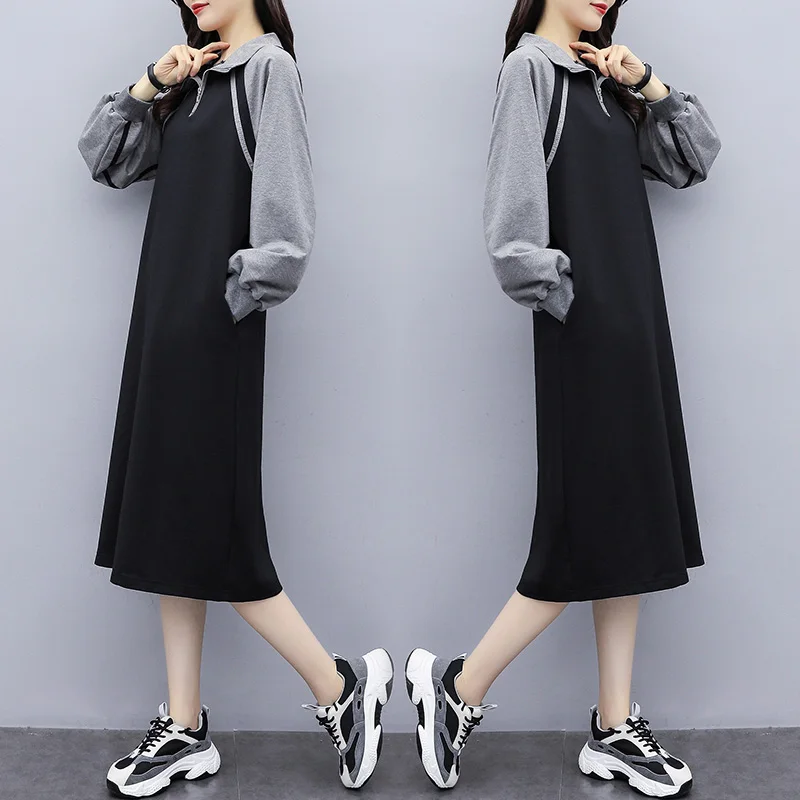 Женское платье с длинным рукавом Повседневное большого размера отложным