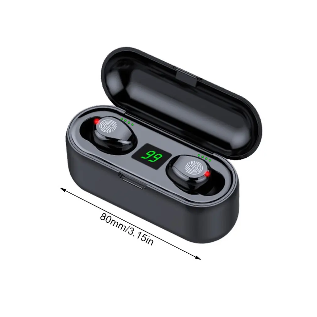 Беспроводные наушники Bluetooth V5.0 F9 TWS спортивный s светодиодный дисплей с внешним