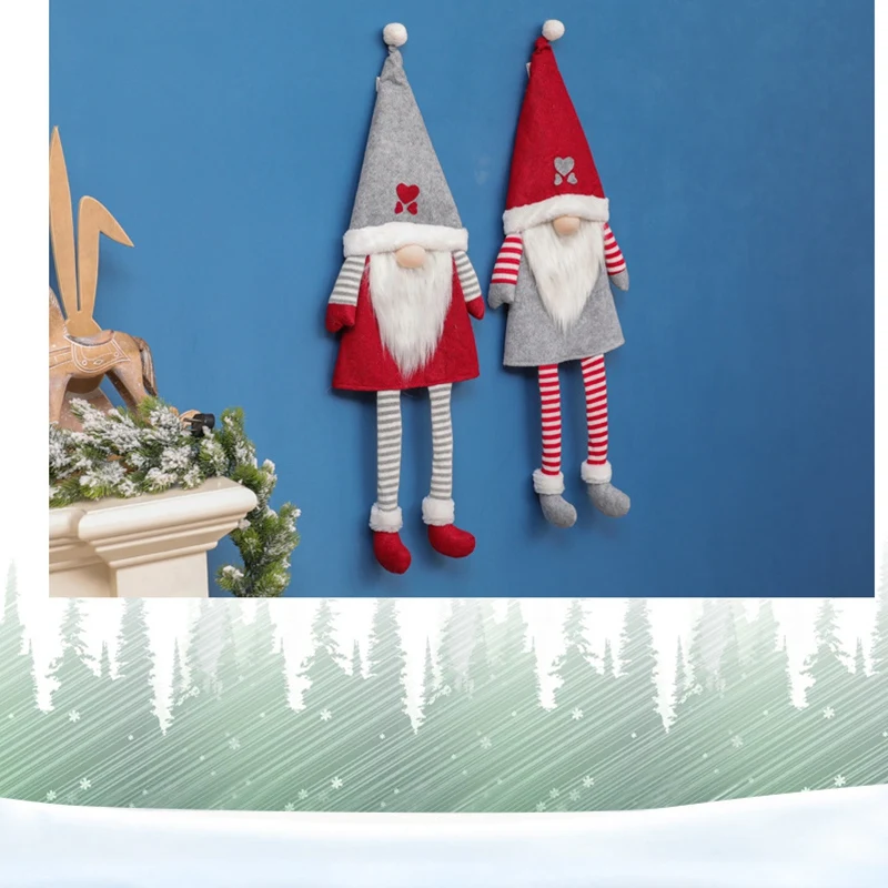 Рождественский Декор длинная шапка Санта гном плюшевая кукла Орнамент Дерево