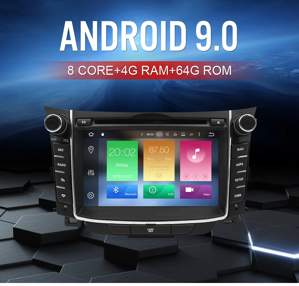 Android 8,0 ips автомобильный dvd-радиоплеер для hyundai i30 Elantra GT 2012- Авто Аудио видео wifi gps Навигация стерео Мультимедиа