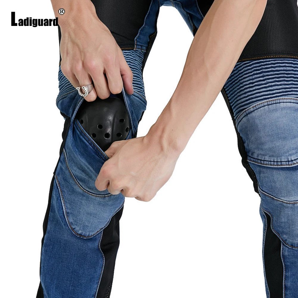 

Ladiguard Plus Size Mens Demin Pants 2021 Spring Autumn Bike Slim Pants Male Padding Trouser New Patchwork Outdoor Leisure Pant