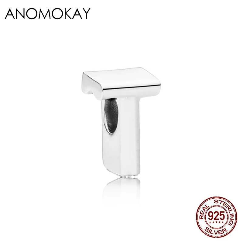 ANOMOKAY, новинка, 925 пробы, серебро, от A до Z, классика, 26 букв, бусины, амулеты, подходят для браслетов Pandora, сделай сам, изготовление ювелирных изделий